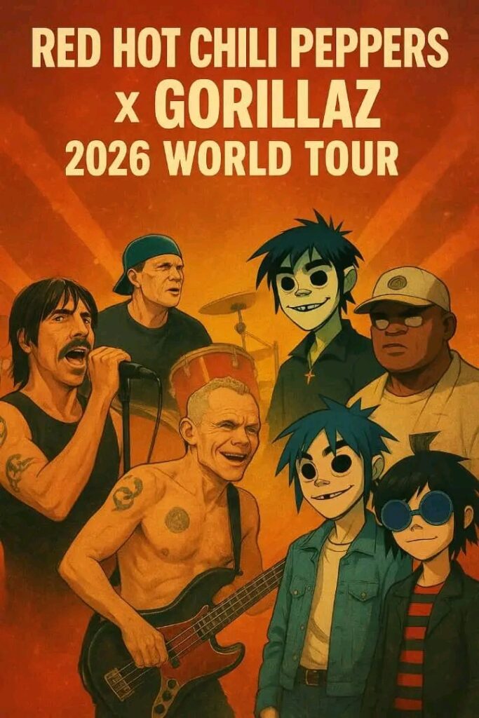 Iconic Collaboration: Gorillaz and Red Hot Chili Peppers Set to Embark on Huge 2026 World Tour — Tour Calendar Released
